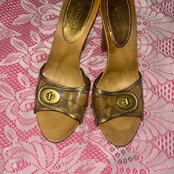 Coach Women's Brown Heeled Sandals - Picture 1 of 4